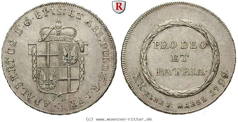 Klicken Sie auf das Bild um es auf Ihrem Rechner zu speichern fulda-bistum-adalbert-von-harstall-1-2-konventionstaler/60565.jpg