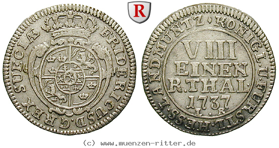 Klicken Sie auf das Bild um es auf Ihrem Rechner zu speichern hessen-friedrich-i-1-8-reichstaler/31476.jpg