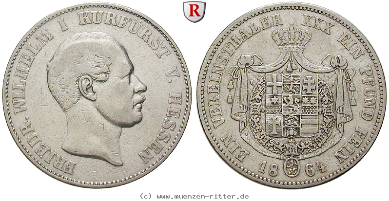 Klicken Sie auf das Bild um es auf Ihrem Rechner zu speichern hessen-friedrich-wilhelm-i-vereinstaler/83403.jpg