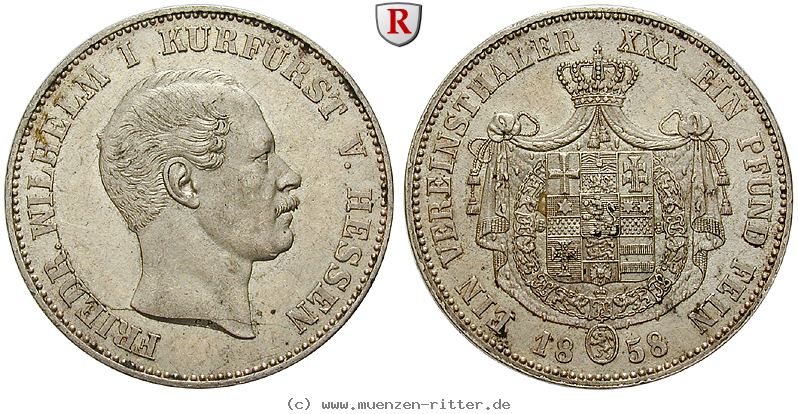 Klicken Sie auf das Bild um es auf Ihrem Rechner zu speichern hessen-friedrich-wilhelm-i-vereinstaler/96075.jpg