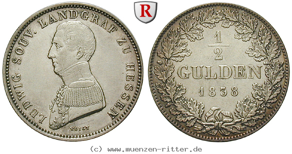 Klicken Sie auf das Bild um es auf Ihrem Rechner zu speichern hessen-ludwig-wilhelm-friedrich-1-2-gulden/101064.jpg