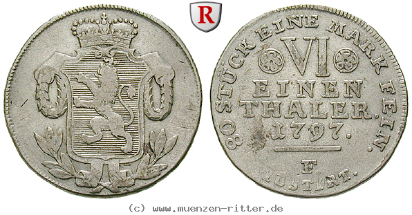 Klicken Sie auf das Bild um es auf Ihrem Rechner zu speichern hessen-wilhelm-ix-1-6-taler/31483.jpg