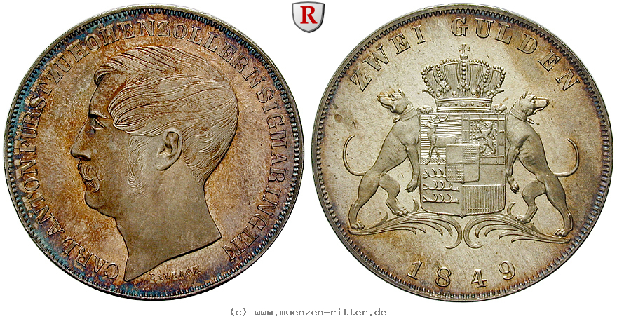 Klicken Sie auf das Bild um es auf Ihrem Rechner zu speichern hohenzollern-carl-anton-doppelgulden/94173.jpg