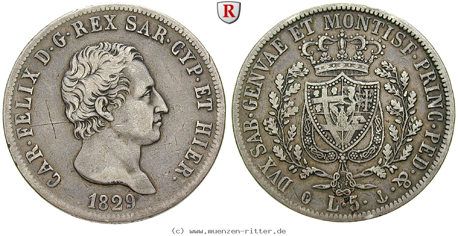 Klicken Sie auf das Bild um es auf Ihrem Rechner zu speichern italien-carlo-felice-5-lire/83815.jpg