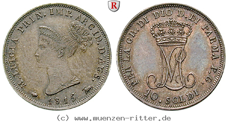 Klicken Sie auf das Bild um es auf Ihrem Rechner zu speichern italien-marie-louise-von-habsburg-lothringen-10-soldi/48409.jpg