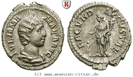 Klicken Sie auf das Bild um es auf Ihrem Rechner zu speichern julia-mamaea-mutter-des-severus-alexander-denar/102344.jpg