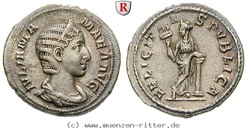 Klicken Sie auf das Bild um es auf Ihrem Rechner zu speichern julia-mamaea-mutter-des-severus-alexander-denar/27089.jpg