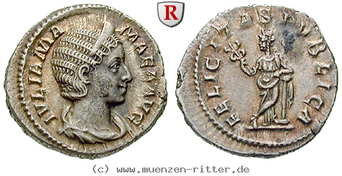 Klicken Sie auf das Bild um es auf Ihrem Rechner zu speichern julia-mamaea-mutter-des-severus-alexander-denar/27134.jpg