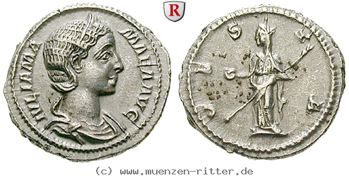 Klicken Sie auf das Bild um es auf Ihrem Rechner zu speichern julia-mamaea-mutter-des-severus-alexander-denar/43263.jpg