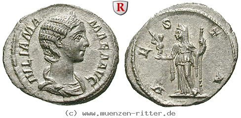 Klicken Sie auf das Bild um es auf Ihrem Rechner zu speichern julia-mamaea-mutter-des-severus-alexander-denar/67972.jpg