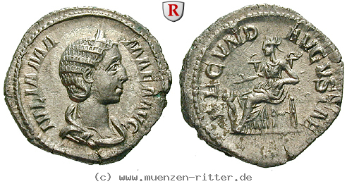 Klicken Sie auf das Bild um es auf Ihrem Rechner zu speichern julia-mamaea-mutter-des-severus-alexander-denar/90890.jpg
