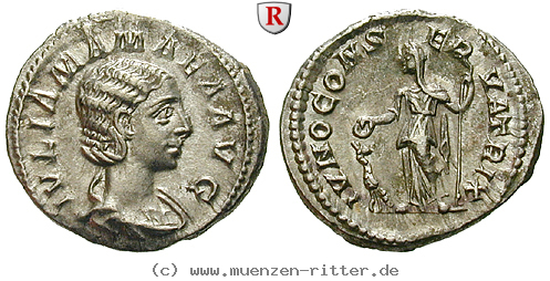 Klicken Sie auf das Bild um es auf Ihrem Rechner zu speichern julia-mamaea-mutter-des-severus-alexander-denar/90965.jpg