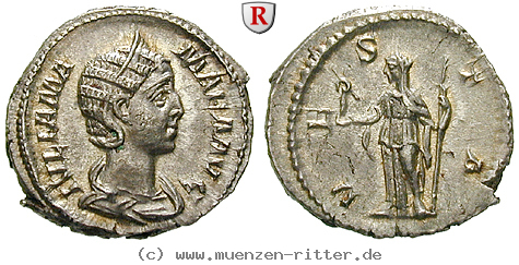 Klicken Sie auf das Bild um es auf Ihrem Rechner zu speichern julia-mamaea-mutter-des-severus-alexander-denar/94654.jpg