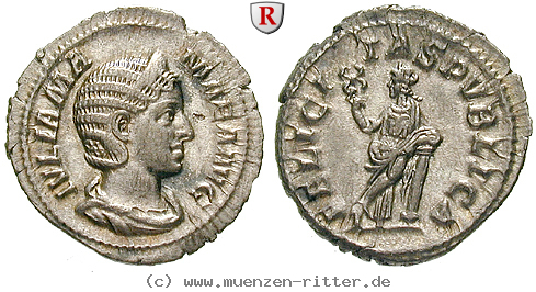 Klicken Sie auf das Bild um es auf Ihrem Rechner zu speichern julia-mamaea-mutter-des-severus-alexander-denar/94657.jpg