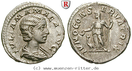 Klicken Sie auf das Bild um es auf Ihrem Rechner zu speichern julia-mamaea-mutter-des-severus-alexander-denar/96901.jpg