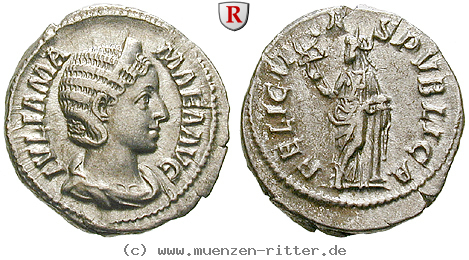 Klicken Sie auf das Bild um es auf Ihrem Rechner zu speichern julia-mamaea-mutter-des-severus-alexander-denar/97388.jpg