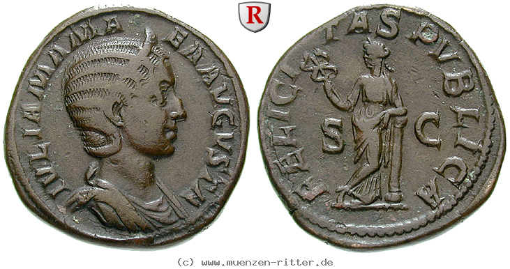 Klicken Sie auf das Bild um es auf Ihrem Rechner zu speichern julia-mamaea-mutter-des-severus-alexander-sesterz/102551.jpg