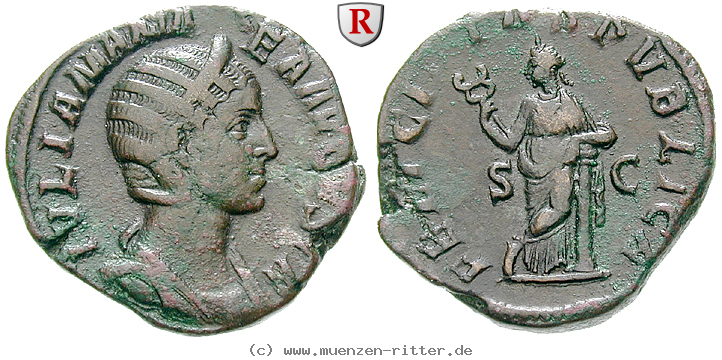 Klicken Sie auf das Bild um es auf Ihrem Rechner zu speichern julia-mamaea-mutter-des-severus-alexander-sesterz/32625.jpg