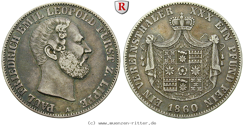 Klicken Sie auf das Bild um es auf Ihrem Rechner zu speichern lippe-grafschaft-paul-friedrich-emil-leopold-vereinstaler/102954.jpg