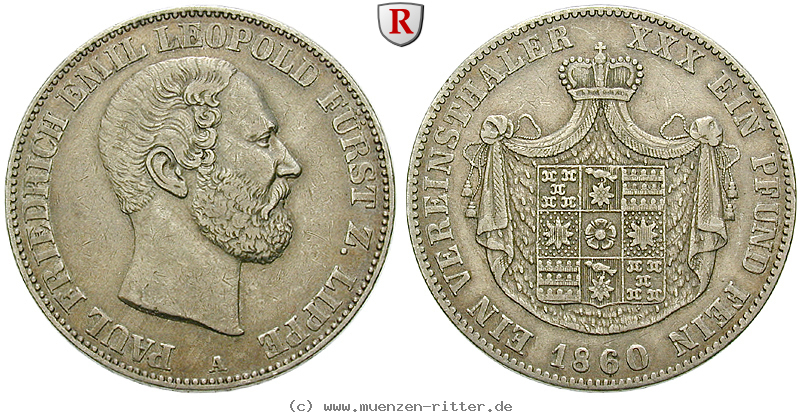 Klicken Sie auf das Bild um es auf Ihrem Rechner zu speichern lippe-grafschaft-paul-friedrich-emil-leopold-vereinstaler/66160.jpg