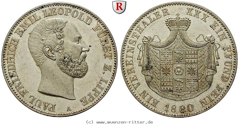 Klicken Sie auf das Bild um es auf Ihrem Rechner zu speichern lippe-grafschaft-paul-friedrich-emil-leopold-vereinstaler/96078.jpg