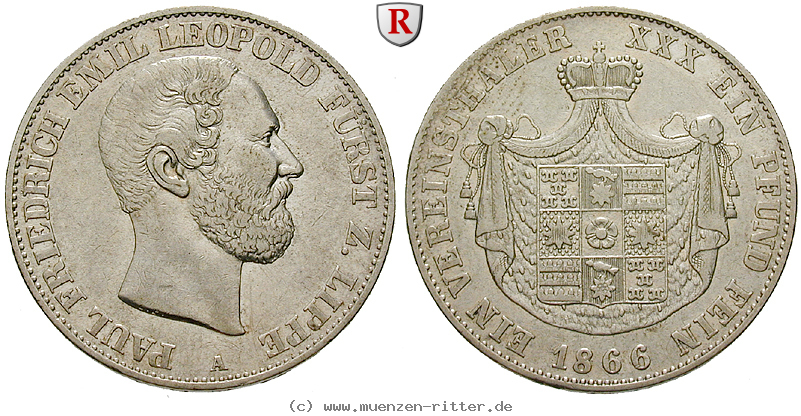 Klicken Sie auf das Bild um es auf Ihrem Rechner zu speichern lippe-grafschaft-paul-friedrich-emil-leopold-vereinstaler/eadt2614.jpg
