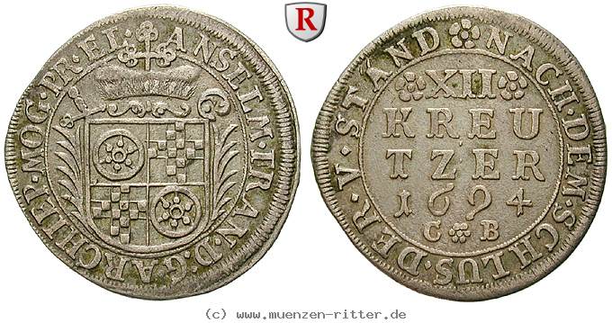 Klicken Sie auf das Bild um es auf Ihrem Rechner zu speichern mainz-bistum-anselm-franz-von-ingelheim-12-kreuzer/100867.jpg