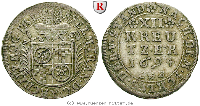 Klicken Sie auf das Bild um es auf Ihrem Rechner zu speichern mainz-bistum-anselm-franz-von-ingelheim-12-kreuzer/93845.jpg