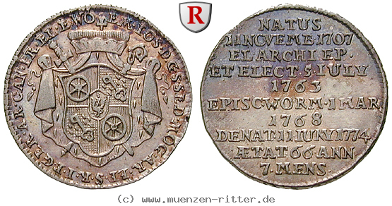 Klicken Sie auf das Bild um es auf Ihrem Rechner zu speichern mainz-bistum-emmerich-josef-von-breitbach-buerresheim-1-12-taler/27583.jpg