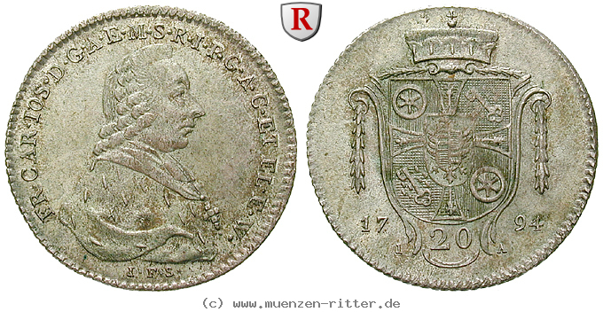 Klicken Sie auf das Bild um es auf Ihrem Rechner zu speichern mainz-bistum-friedrich-karl-joseph-von-erthal-20-kreuzer/63619.jpg