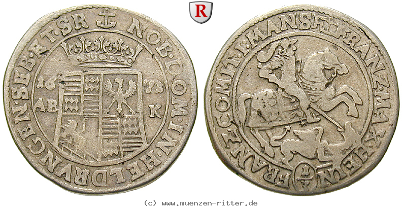 Klicken Sie auf das Bild um es auf Ihrem Rechner zu speichern mansfeld-grafschaft-franz-maximilian-und-heinrich-franz-1-3-taler/29531.jpg