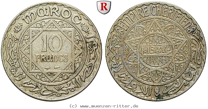 Klicken Sie auf das Bild um es auf Ihrem Rechner zu speichern marokko-mohammed-ben-yussuf-10-francs/62979.jpg