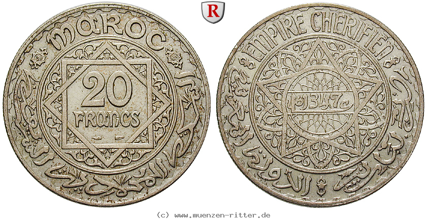 Klicken Sie auf das Bild um es auf Ihrem Rechner zu speichern marokko-mohammed-ben-yussuf-20-francs/48354.jpg