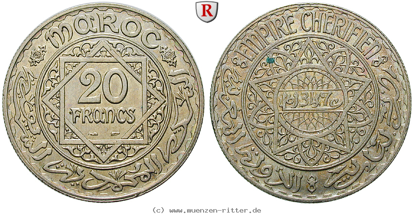 Klicken Sie auf das Bild um es auf Ihrem Rechner zu speichern marokko-mohammed-ben-yussuf-20-francs/62981.jpg