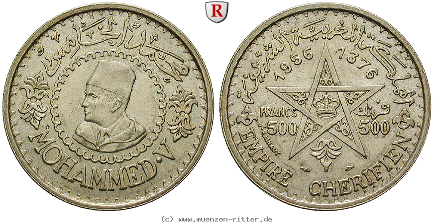 Klicken Sie auf das Bild um es auf Ihrem Rechner zu speichern marokko-mohammed-v-500-francs/56904.jpg