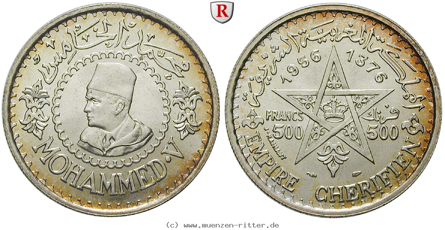 Klicken Sie auf das Bild um es auf Ihrem Rechner zu speichern marokko-mohammed-v-500-francs/62986.jpg