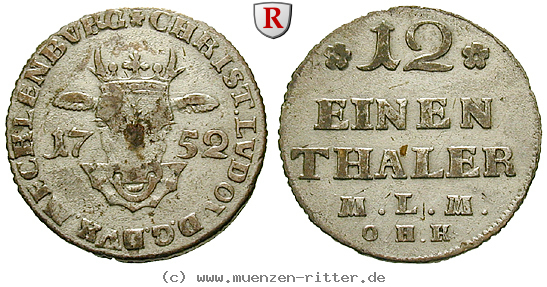Klicken Sie auf das Bild um es auf Ihrem Rechner zu speichern mecklenburg-christian-ludwig-ii-1-12-taler/31513.jpg