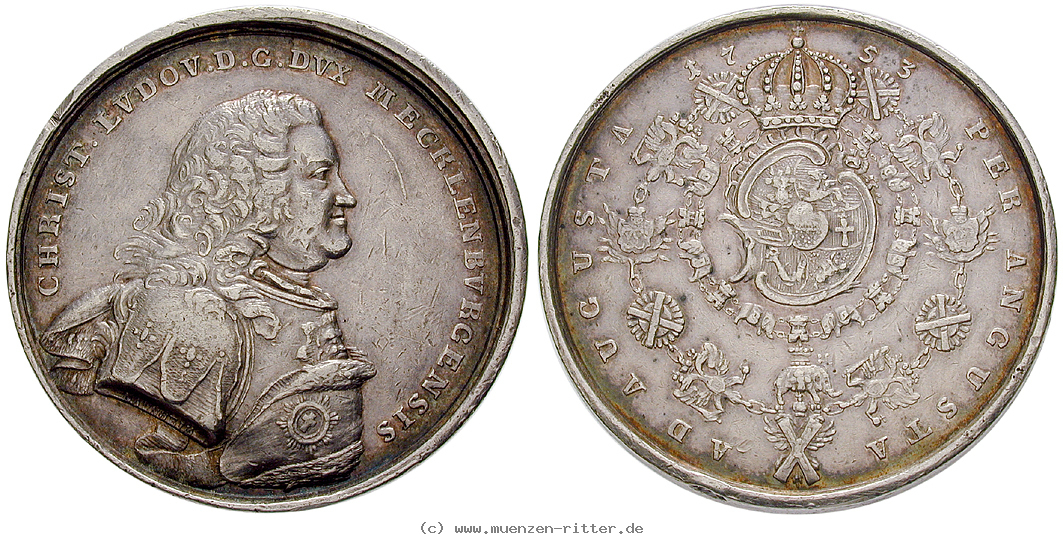 Klicken Sie auf das Bild um es auf Ihrem Rechner zu speichern mecklenburg-christian-ludwig-ii-silbermedaille/15851.jpg