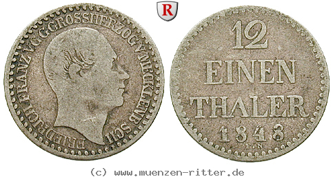Klicken Sie auf das Bild um es auf Ihrem Rechner zu speichern mecklenburg-friedrich-franz-ii-1-12-taler/41165.jpg