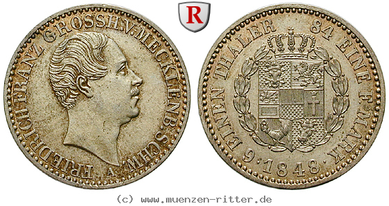 Klicken Sie auf das Bild um es auf Ihrem Rechner zu speichern mecklenburg-friedrich-franz-ii-1-6-taler/90809.jpg