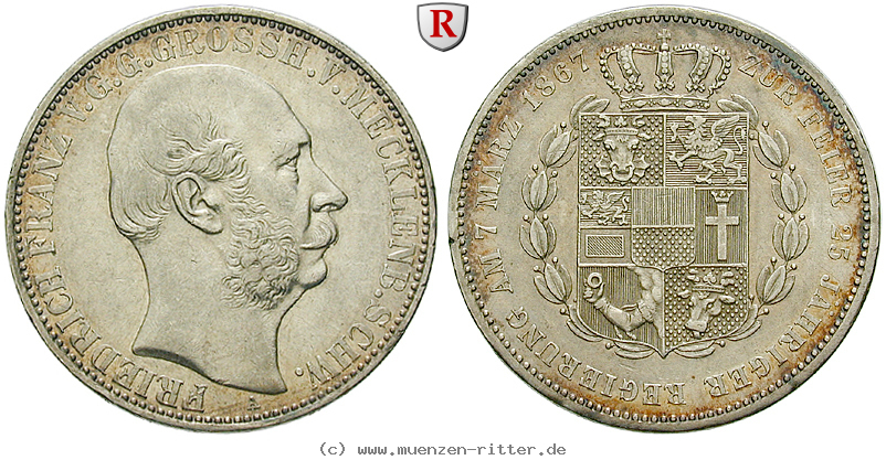 Klicken Sie auf das Bild um es auf Ihrem Rechner zu speichern mecklenburg-friedrich-franz-ii-vereinstaler/88238.jpg