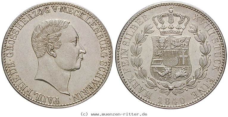 Klicken Sie auf das Bild um es auf Ihrem Rechner zu speichern mecklenburg-paul-friedrich-2-3-taler/15674.jpg