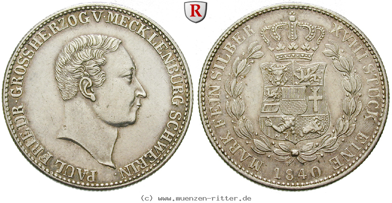 Klicken Sie auf das Bild um es auf Ihrem Rechner zu speichern mecklenburg-paul-friedrich-2-3-taler/43175.jpg