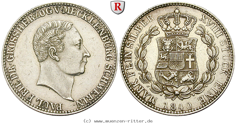 Klicken Sie auf das Bild um es auf Ihrem Rechner zu speichern mecklenburg-paul-friedrich-2-3-taler/77432.jpg