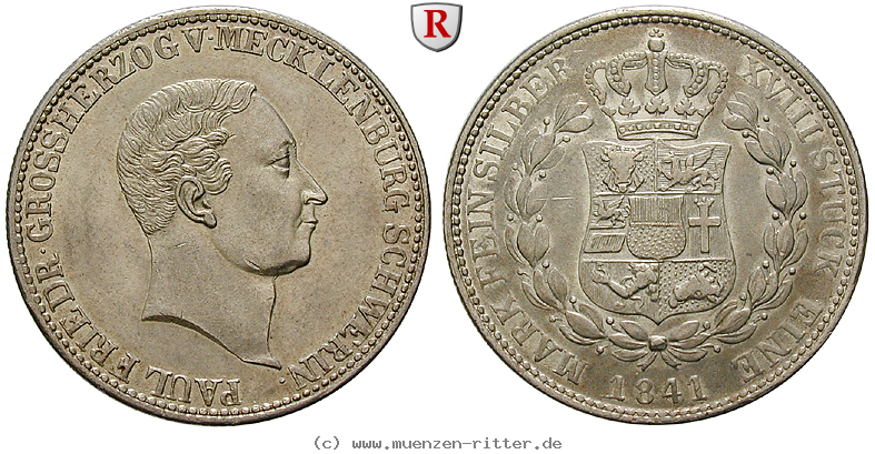 Klicken Sie auf das Bild um es auf Ihrem Rechner zu speichern mecklenburg-paul-friedrich-2-3-taler/94161.jpg