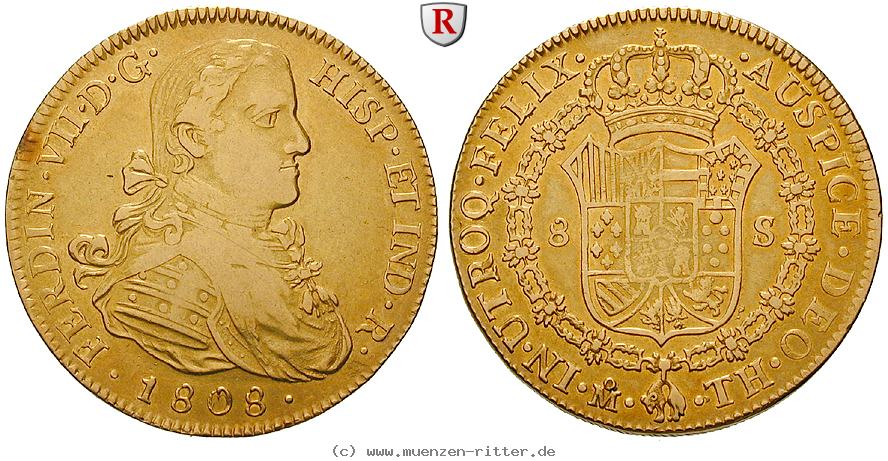 Klicken Sie auf das Bild um es auf Ihrem Rechner zu speichern mexiko-ferdinand-vii-8-escudos/57568.jpg