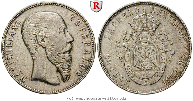 Klicken Sie auf das Bild um es auf Ihrem Rechner zu speichern mexiko-maximilian-kaiser-50-centavos/13326.jpg