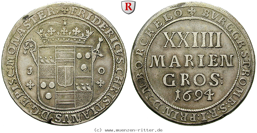 Klicken Sie auf das Bild um es auf Ihrem Rechner zu speichern muenster-bistum-friedrich-christian-von-plettenberg-24-mariengroschen/92917.jpg