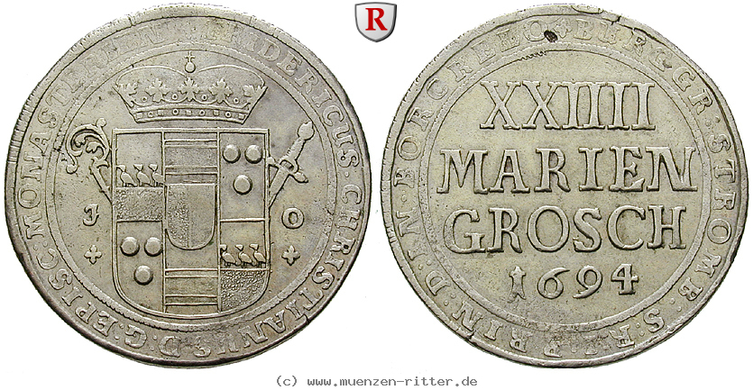 Klicken Sie auf das Bild um es auf Ihrem Rechner zu speichern muenster-bistum-friedrich-christian-von-plettenberg-24-mariengroschen/92918.jpg
