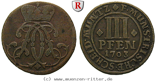 Klicken Sie auf das Bild um es auf Ihrem Rechner zu speichern muenster-bistum-friedrich-christian-von-plettenberg-3-pfennig/34765.jpg